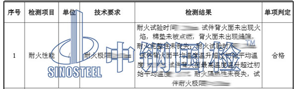 建材防火檢測項(xiàng)目結(jié)果