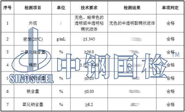 水玻璃檢測(cè)項(xiàng)目結(jié)果