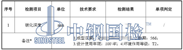 混凝土碳化檢測結(jié)果