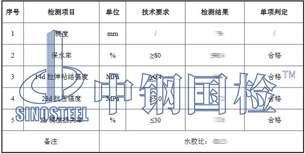 預拌砂漿檢測項目結果