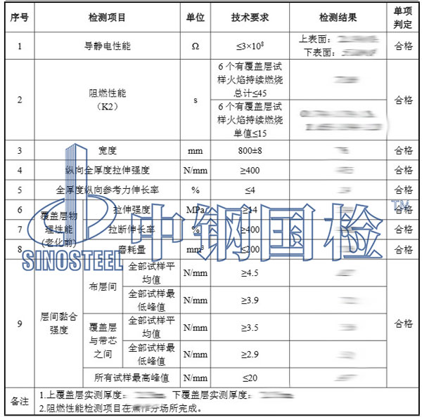 輸送帶檢測項目結果