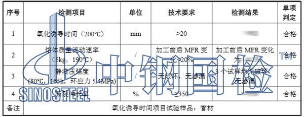 燃氣管道檢測項目結(jié)果