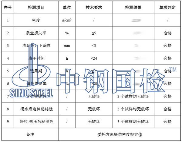 聚硫密封膏檢測項目結果