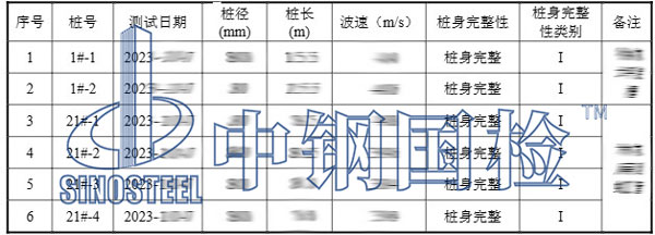 低應變測試結果匯總表