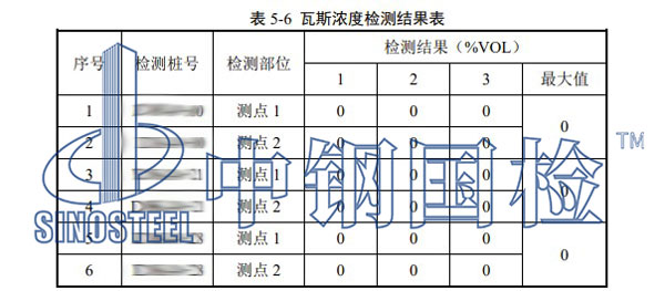 瓦斯?jié)舛葯z測項目結(jié)果
