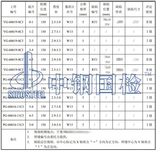 管道拍片探傷檢測結果