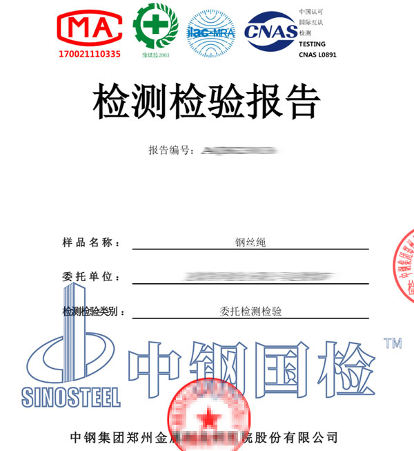 鋼絲繩檢測報告