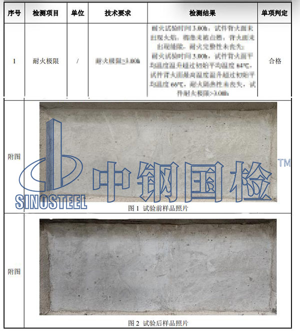 構件耐火檢測項目結果