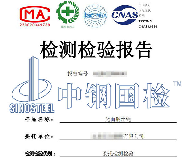 鋼絲繩檢測檢驗報告