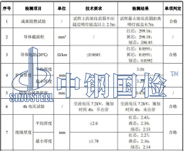 電纜線檢測項目結果